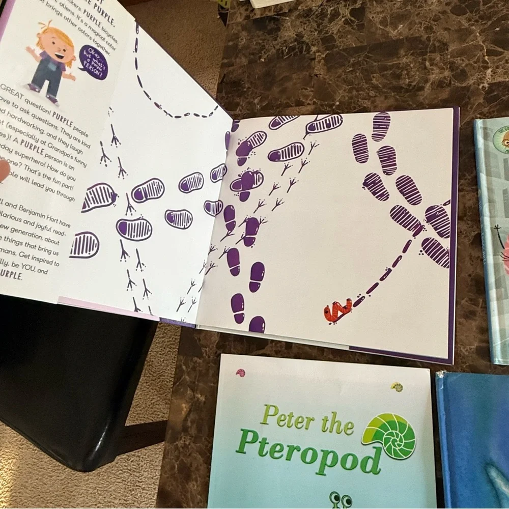 Kids Hardcover Book Bundle – Rainbow Fish, Purple People, Eggscape – Like New